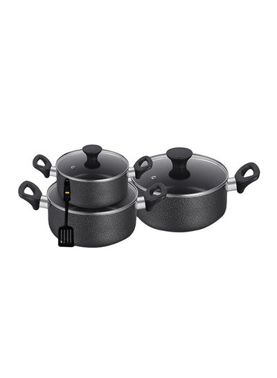 Buy Delcasa 7Pcs Aluminum non stick cookware set Black 35cm in UAE