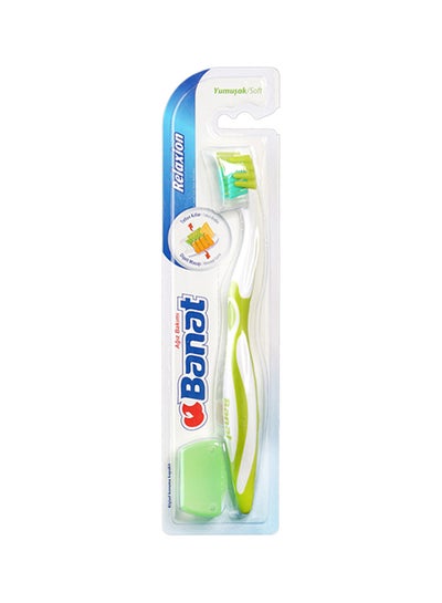 Buy Relaxion Soft Toothbrush With Cap White/Green in Egypt