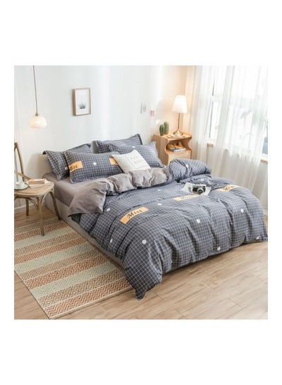 Buy 4-Piece Polyester Duvet Cover Set Polyester Grey/White in Saudi Arabia