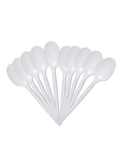 Buy 10-Piece Disposable Spoon Set White in UAE