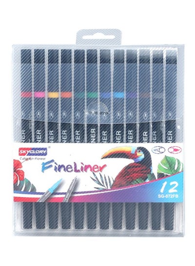 Buy 12-Piece Calligraphy Pioneer Fineliner Pen Set Multicolour in Saudi Arabia