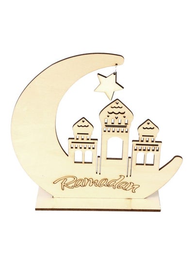Buy Ramadan Moon Wooden Stand Gold 200x200x50mm in UAE