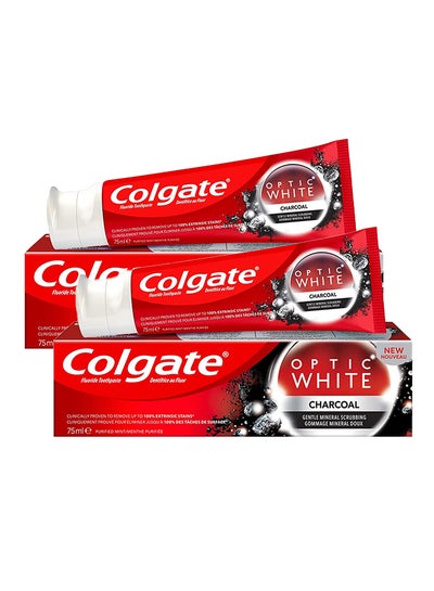 Buy Optic White Charcoal Toothpaste Pack Of 2 75ml in UAE