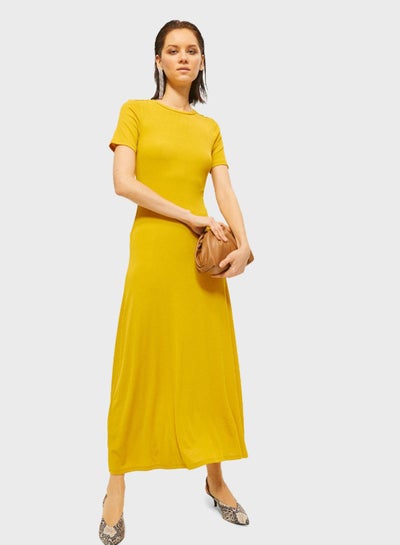 Buy Half Sleeve Maxi Dress Yellow in Saudi Arabia