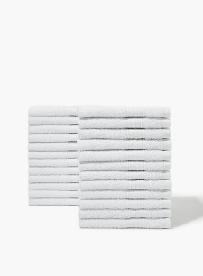 اشتري طقم مناشف للوجه، تجفيف سريع، قطن خالص، 400 جم/م2 أبيض 24 - Piece Towel Set في السعودية