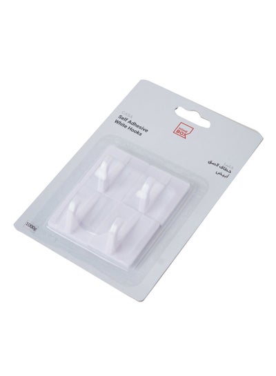 Buy 4-Piece Rectangular Shaped Hook Set White in Saudi Arabia