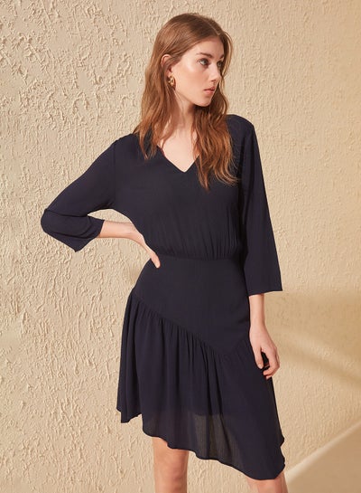 Buy Asymmetric Hem Dress Navy in Saudi Arabia