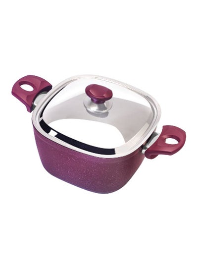 Buy Square Stew Pot With Lid Burgundy/Silver 18cm in Egypt