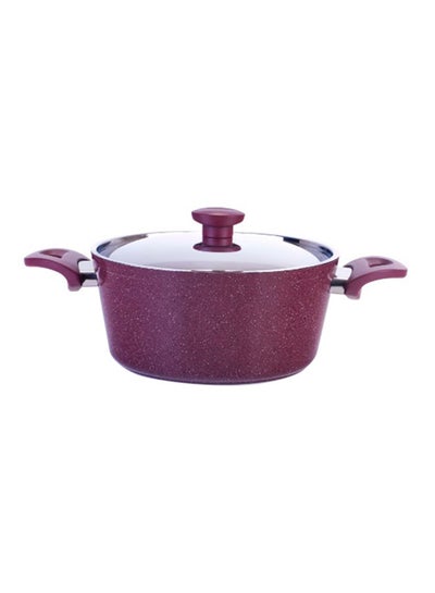 Buy Round Stew Pot With Lid Burgundy/Silver 18cm in Egypt