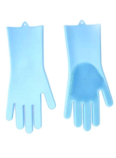 Buy Pair Of Magic Scrubber Cleaning Gloves Blue 35cm in Saudi Arabia