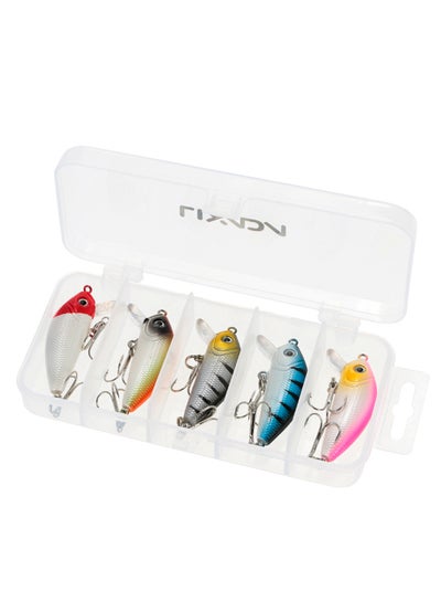 Buy 5-Piece Crankbaits Treble Hooks Fishing Lure Kit With Tackle Box 5 x 5cm in UAE