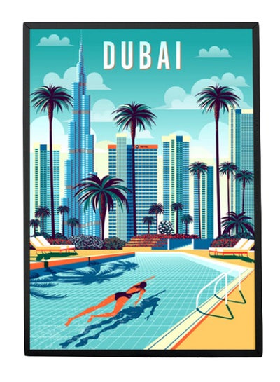 Buy Dubai Burj Khalifa Poster With Frame Multicolour 30 x 40centimeter in UAE