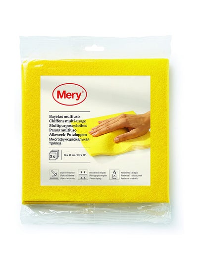 Buy 3-Piece Multipurpose Cloth Yellow 30x40cm in UAE