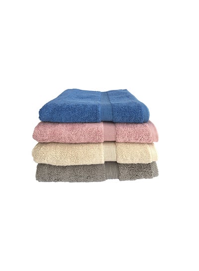 Buy 4-Piece Egyptian Bath Towel Set multicolour 50 x 100cm in Saudi Arabia