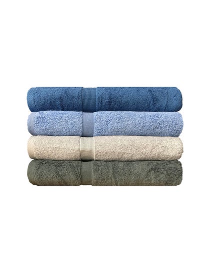 Buy 4-Piece Egyptian Bath Towel Set Multicolour 50 x 100centimeter in Saudi Arabia