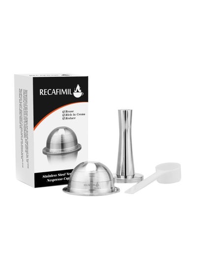 اشتري 4-Piece Stainless Steel Reusable Capsule Pod Set Silver 11.4x6.2x6.4centimeter في الامارات