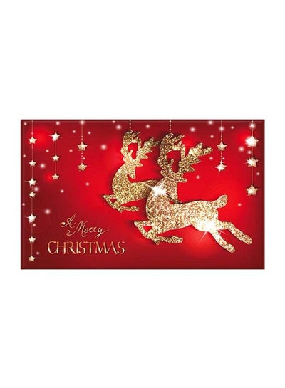 Buy Christmas Themed Bathmat Red/Gold 400x600mm in Saudi Arabia