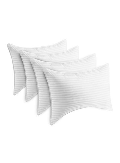 Buy 4- Piece Of Comfortable Strip Hotel Pillow Microfiber White 180x50centimeter in Saudi Arabia