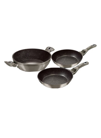 Buy 3-Piece Metallic Line Carbon Edition Cookware Set Carbon in UAE