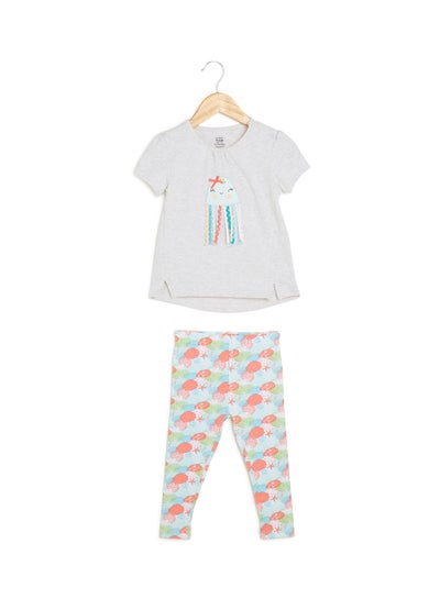 Buy Jellyfish Top and Leggings Set Grey in UAE