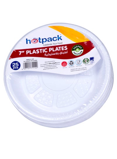 Buy 25-Piece Plastic Round Plate Set White 25 x 7inch in UAE