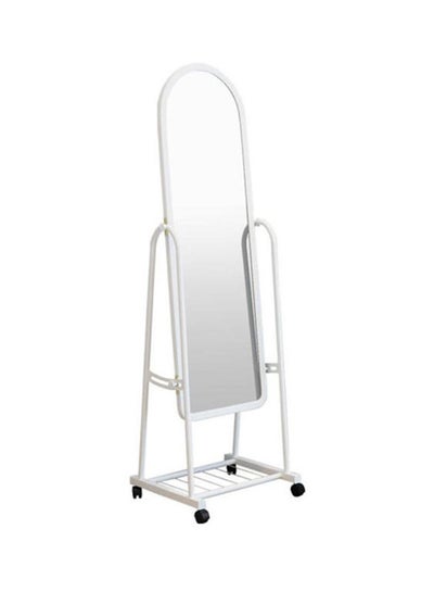 Buy Standing Mirror With Holder And Castor White 153x40cm in Saudi Arabia
