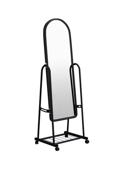 Buy Standing Mirror With Holder And Castor Black 123x45x66cm in Saudi Arabia