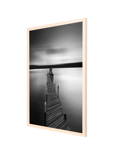 Buy Pier Over Sea Against Sky Wall Art Framed Painting Black/White 53x73cm in Saudi Arabia