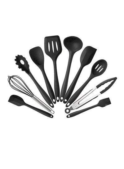 Buy 10-Piece Silicone Kitchen Non-Stick Pan Set Black 0.78kg in UAE