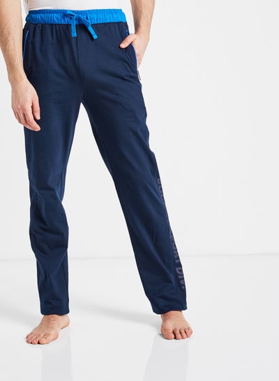 Buy Solid Design Cotton Sweatpant Navy in UAE