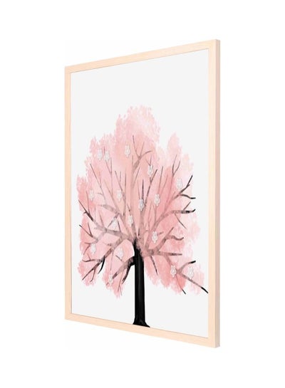 Buy Tree Printed Wall Painting With Frame White/Pink/Black 53x73cm in Saudi Arabia