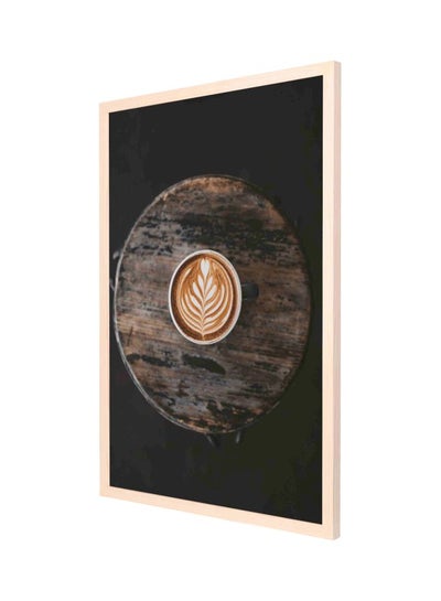 Buy Coffee Latte Printed Wooden Framed Wall Painting Black/Brown/Beige 53x73cm in Saudi Arabia