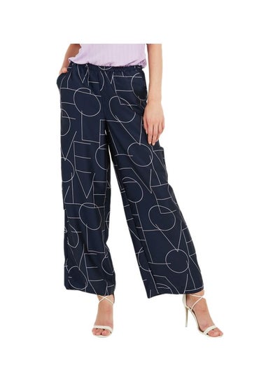 Buy Printed Wide Leg Pants Blue in Saudi Arabia