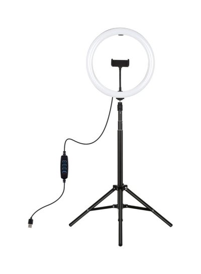 اشتري مصباح حلقي LED للتصوير الفوتوغرافي مقاس 12 بوصة قابل للتعتيم مع حامل إضاءة ثلاثي القوائم أسود في مصر