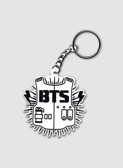 Buy Bangtan Boys Printed Silicone Keychain White/Black in Saudi Arabia