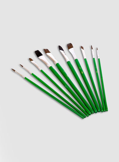 10-Piece Paint Brush Set Green/Black/Silver price in Saudi Arabia