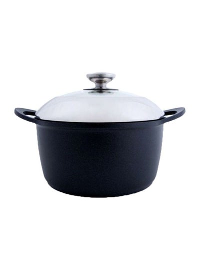 Buy DC Aluminium Casserole With Lid Black/Silver/Clear 20cm in UAE