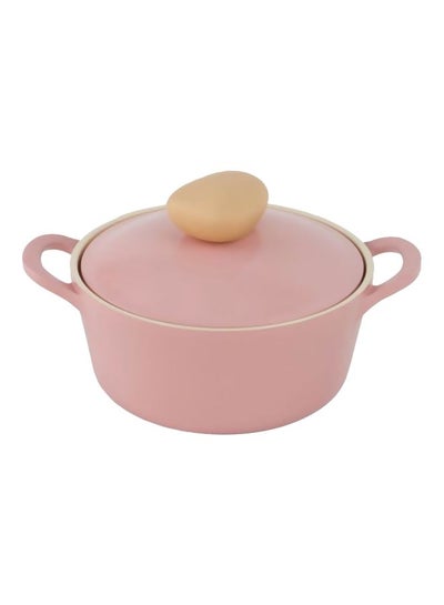 Buy Ceramic Stockpot With Lid Pink 22cm in Saudi Arabia