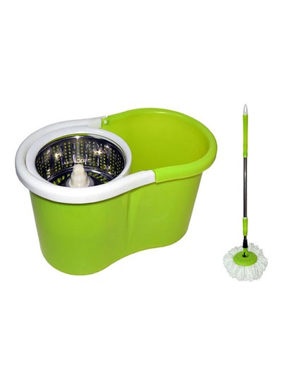 Buy Spin Round Mop With Bucket Neon Green/White 48x29x28centimeter in UAE