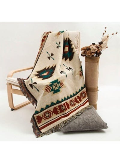 اشتري Creative Geometric Style Vintage Hanging Blanket Beige/Red/Green 30 x 25centimeter في الامارات