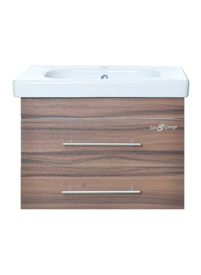 Buy Bathroom Sink With Storage Cabinet White/Brown 65x12x50cm in Egypt
