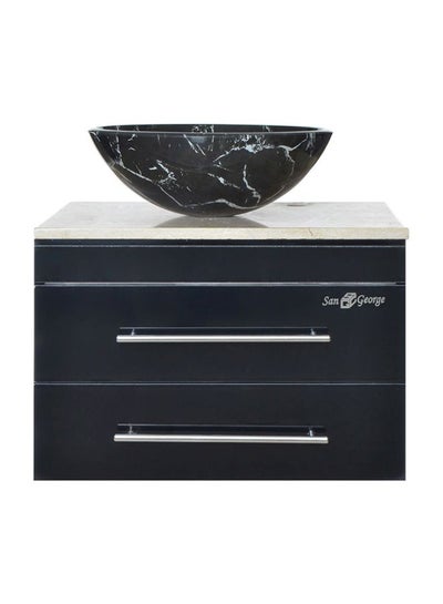 Buy 2-Piece Vanity Sink With Storage Cabinet Black/White 40x15x40cm in Egypt