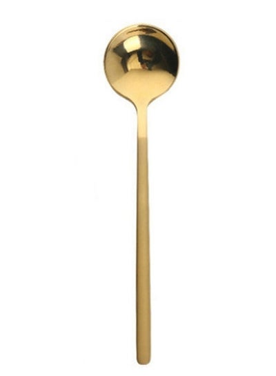 Buy Long Handle Pattern Coffee And Dessert Spoon Gold 15cm in UAE