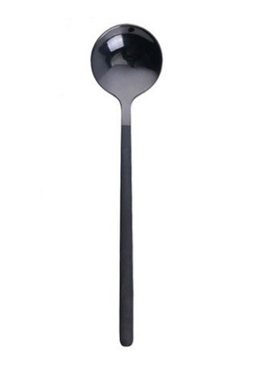 Buy Long Handle Pattern Coffee And Dessert Spoon Black 15cm in Saudi Arabia