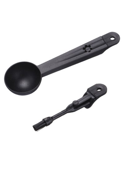 Buy Coffee Machine Cleaning Brush Tool With Measure Scoop Spoon Black 16 x 4.5cm in UAE