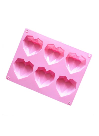 Buy 6-In-1 Heart Shape Silicone Mold For Baking Mousse Cake Pink 22 x 17 x 2cm in UAE