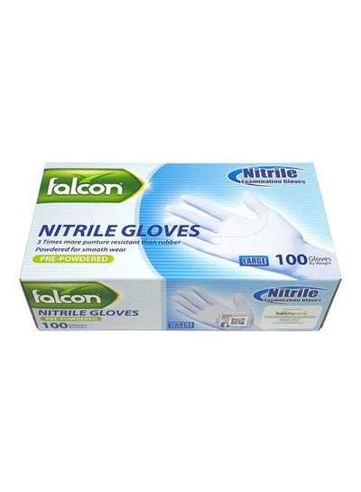 Buy 100-Piece Nitrile Gloves White L in UAE