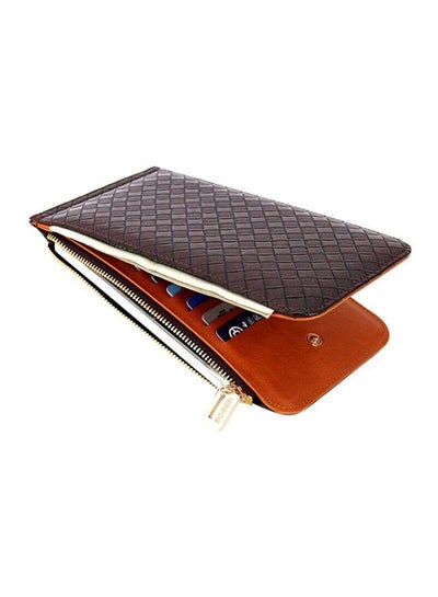 Buy Leather Zipper Wallet Brown in UAE