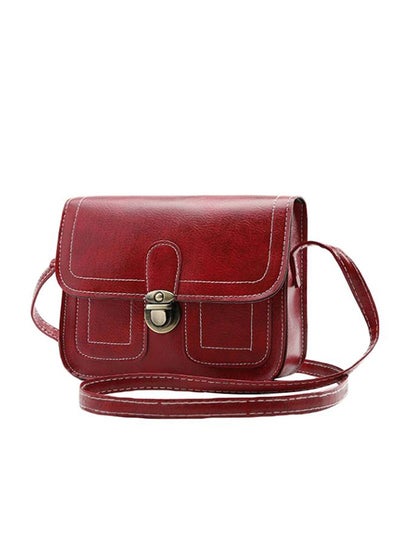 Buy Vintage Leather Push Lock Crossbody Bag Brown in Saudi Arabia