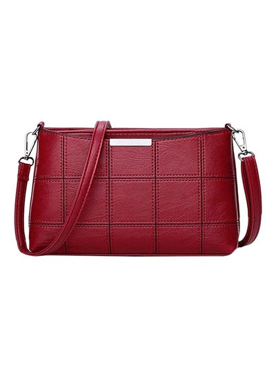 Buy Leather Zipper Shoulder Bag Red in Saudi Arabia